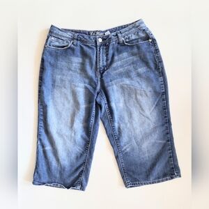 LA Blues Rhinestone Embellished Denim Capri Jeans Womens Size 12